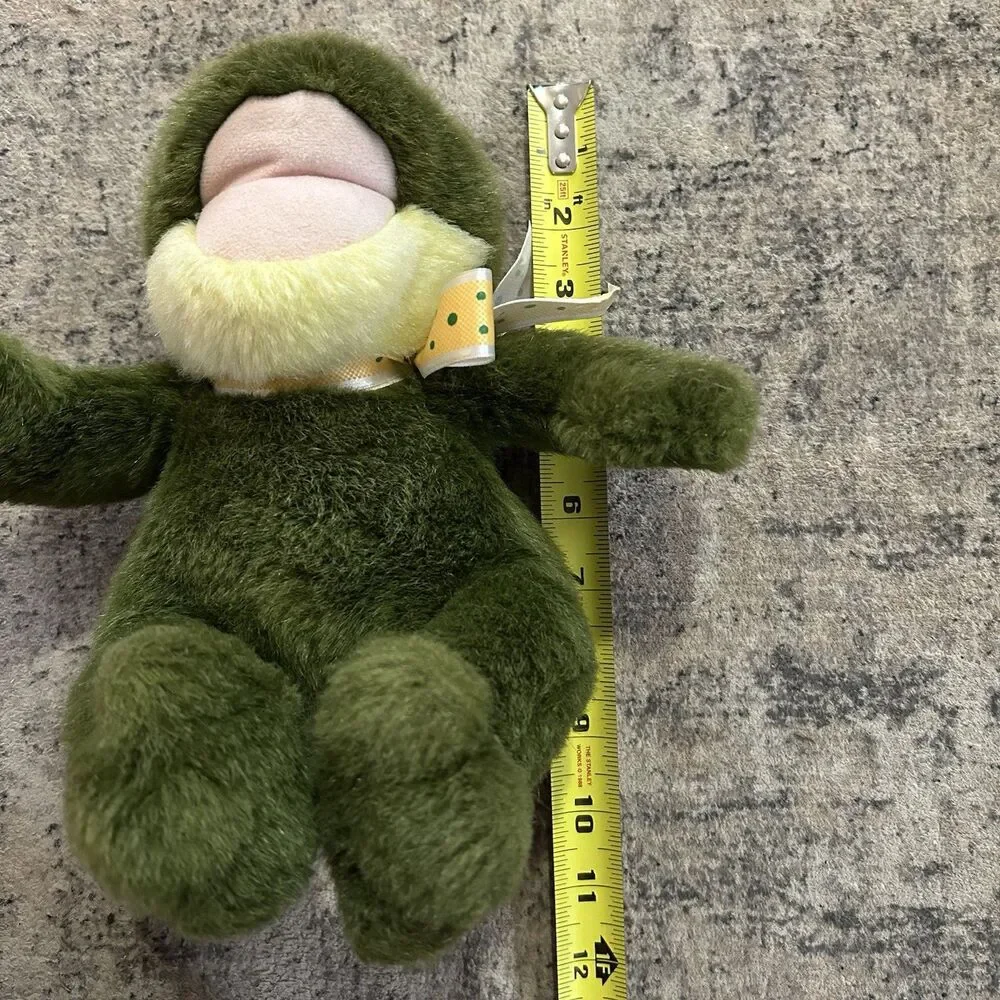 Mary Meyer Vtg 1996 Croaking Wide Mouth Green Frog Plush Stuffed Animal W/ Bow